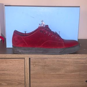 POURPRE CRIMSON RED SUEDE AND NAPPA CAPTOE LOW SNEAKER